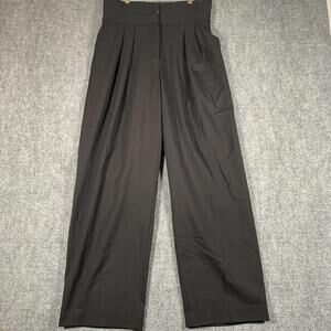 Babaton Pants Womens 6 Black Wool Blend Pleated Wide Leg Lined Dressy Trousers